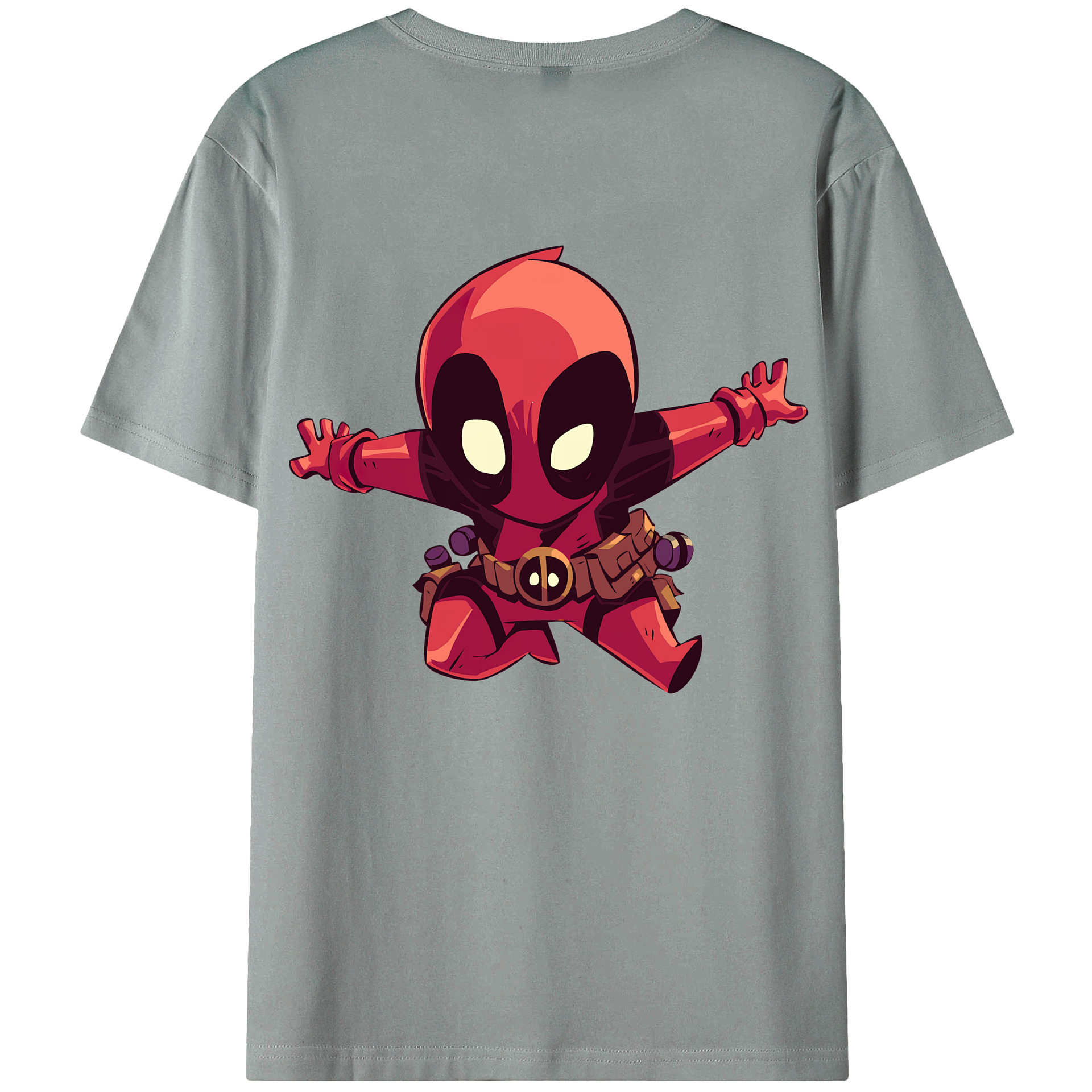 （画像用） Deadpool デッドプール 綿100％ メンズ半袖Tシャツ（バックプリント） 通気性